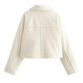 thumbnail image 3 of SWSMCLT Women's Wool Brushed Coats Adorable Full Zip Date Soft Casual Coat Outerwear Cold Weather Flap Pocket White X-Small, 3 of 5