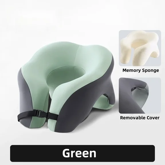 Memory Foam Travel Neck Pillow, Ergonomic U-Shaped Neck Support Pillow for Airplane, Car, Office, Lightweight Portable Headrest with Adjustable Buckle & Breathable Cover for Travel, Rest & Daily Use