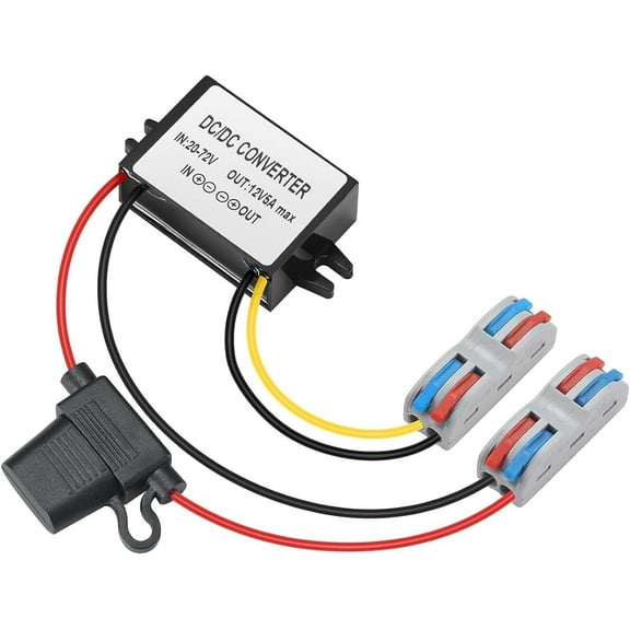 DC Buck Converter 17V-72V to 12V, DC Voltage Converter 24V/36V/48V/60V/72V to 12V 5A 60W MAX, 20V-72V to 12V 5A Step Down Power Transformer Module for Automotive, Trucks, Instruments