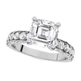 thumbnail image 2 of Sprico Jewel 2 Ct Asscher Cut Engagement Solitaire with Accent Ring - 14K White Gold Plated - Moissanite - Eternity Bezel Setting Band - Special Occasion & Daily Wear Ring for Her, 2 of 3