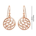 thumbnail image 3 of LeCalla 925 Sterling Silver Jewelry Rose-Gold Filigree Round Diamond-cut Leaf Dangle Earrings for Teens 26MM, 3 of 7