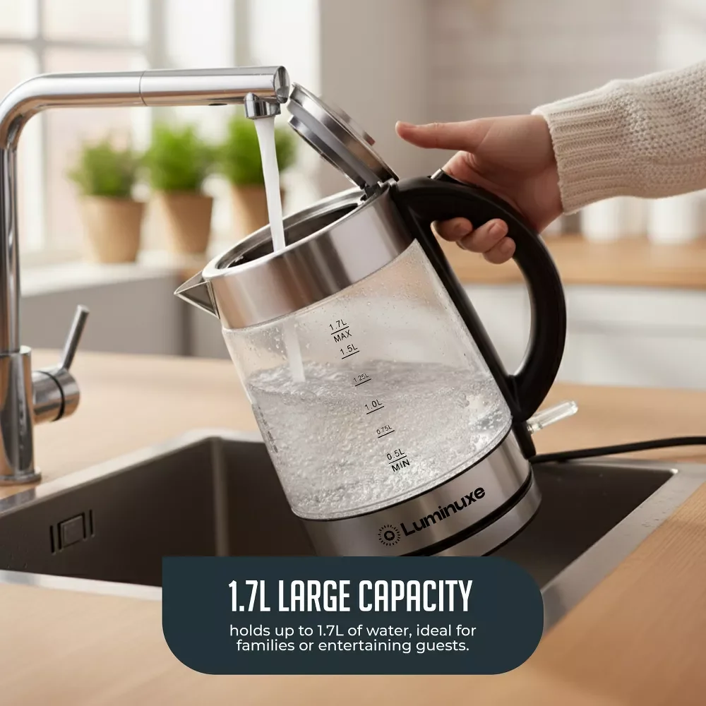 1.7L Electric Kettle, Speed-Boil Glass Electric Water Boiler & Warmer 1100W Tea Heater Auto Shut-Off