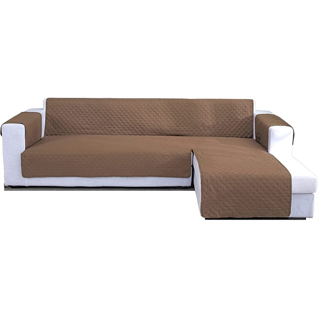 Housse de sofa en L Double Face Combinaison sofa Inclinable Housse de sofa (Brun)