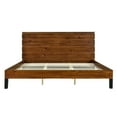 thumbnail image 4 of Euroco Wood Bed King Platform Bed with Six-Piece Headboard Design for Kids Adults,Brown, 4 of 11