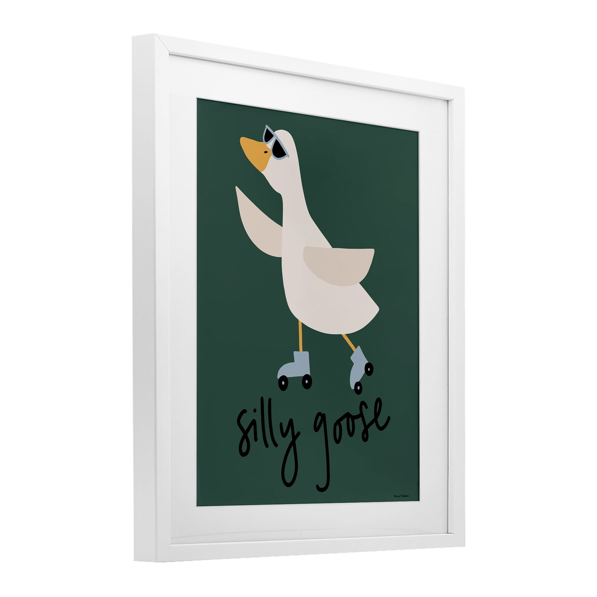 Stupell Industries Silly Goose on Skates White Framed Print Under Glass, design by Rachel Nieman