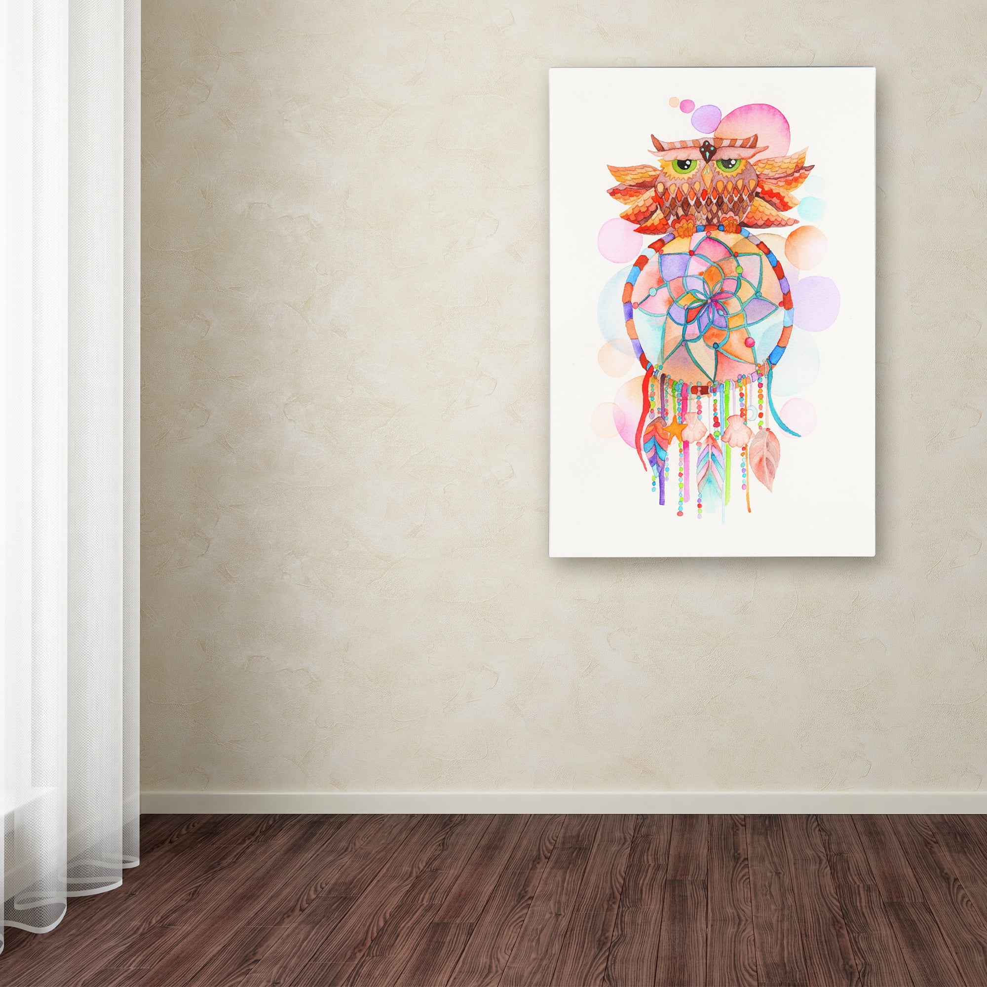 Trademark Fine Art 'Watercolor Owl Dream Catcher' Canvas Art by Kim Kosirog