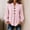 Pink, variant on QUNYINEY Button Tops for Women Trendy Puff Long Sleeve Fall Winter Shirts V Neck Casual Loose Fit Solid Pullover Blouses for Women S-2XL