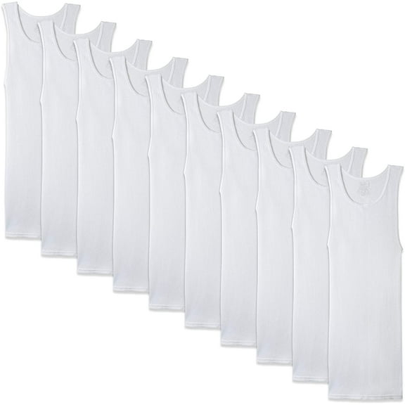 Fruit of the Loom Men's 100% Cotton White A-Shirts, Medium 12 Pack