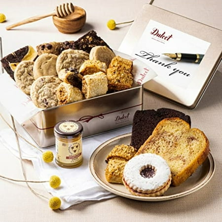 Dulcet Gift Baskets Classic Honey Confection Thank You Tin of Gourmet Pastries