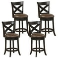 thumbnail image 1 of Costway 26" Swivel Bar Stool Set of 4 Counter Height PU Leather Seat Rubber Wood Legs, 1 of 8