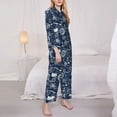 thumbnail image 3 of Fuzoiu Sailing Cruises Nautical Print Women's Long-Sleeved Pajama,Lounge Button Down Nightwear,Womens Notch Collar Pajama Set-Large, 3 of 7