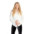 thumbnail image 2 of White Diamond Quilted Sweat Jacket - Women's Casual Snap Button Coat, 2 of 4