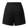 thumbnail image 7 of Women's Polyester Casual Solid Color Lace Up Pocket Shorts, Mid Waist Elastic Loose Drawstring, Pockets Lace Up, Summer Outdoor Travel Vacation Beach, Womens Shorts | UKHCCC,Black L, 7 of 7