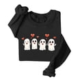 thumbnail image 3 of Feancey Womens Halloween Graphic Sweatshirts Cute Ghost Printed Crewneck Tops Teen Girl Long Sleeve Loose Pullover Sweatshirt Black XL, 3 of 4