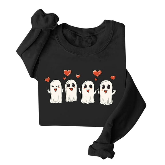 Hvot&aat Women's Halloween Sweatshirt Funny Ghost Loose Fit Round Neck Long Sleeve Pullover
