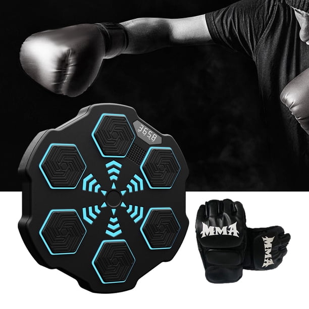 Máquina de entrenamiento de boxeo con música, objetivo electrónico de pared, fácil de usar, montado en la pared con luces LED para practicar deportes , con guantes
