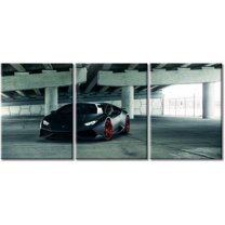 Hieng Black Supercar at Sunset Canvas Prints Hypercar Wall Art Paintings Sports Car Posters Stretched Pictures for Living Room Modern Home Decor Wall Art Decorations（Only canvas）