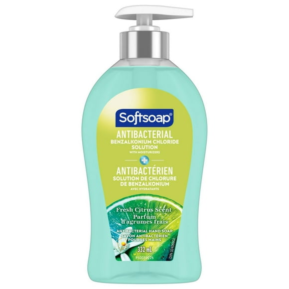 Pompe de savon liquide pour les mains Softsoap Antibactérien Agrumes frais, 332 mL savon liquide