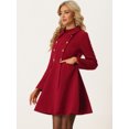 thumbnail image 3 of Abrigo de Invierno con Solapa para Mujer Abrigo con Doble Botonadura rojo M, 3 of 5