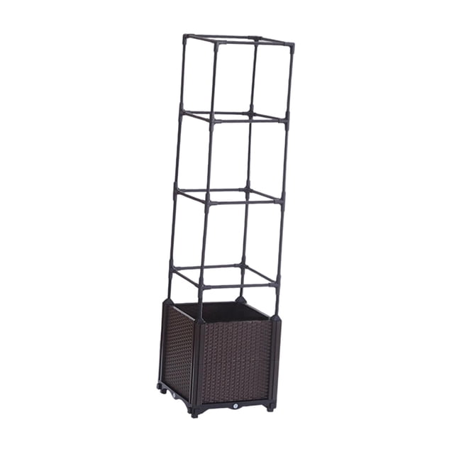 Macetero rectangular con enrejado para tomates, jardinera elevada. Estilo C