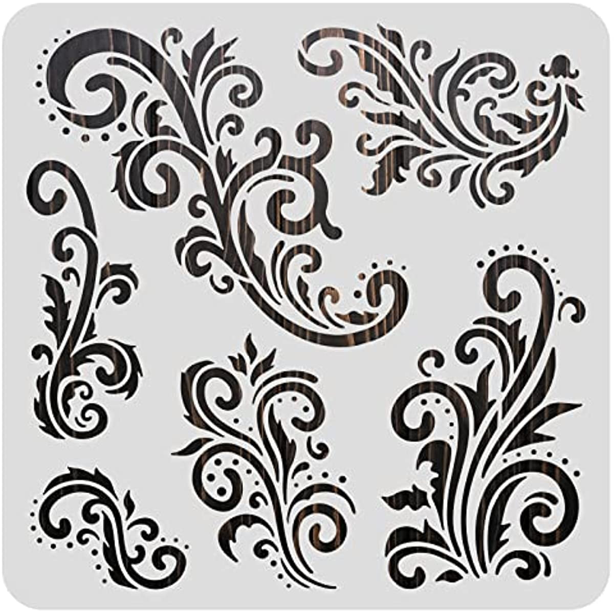 Floral Swirl All Over Pattern Stencil (10 mil Plastic), Decor Stencils for  Painting on Wood, Wall, Tile, Canvas, Paper, Fabric, Furniture and Floor, Reusable Stencil