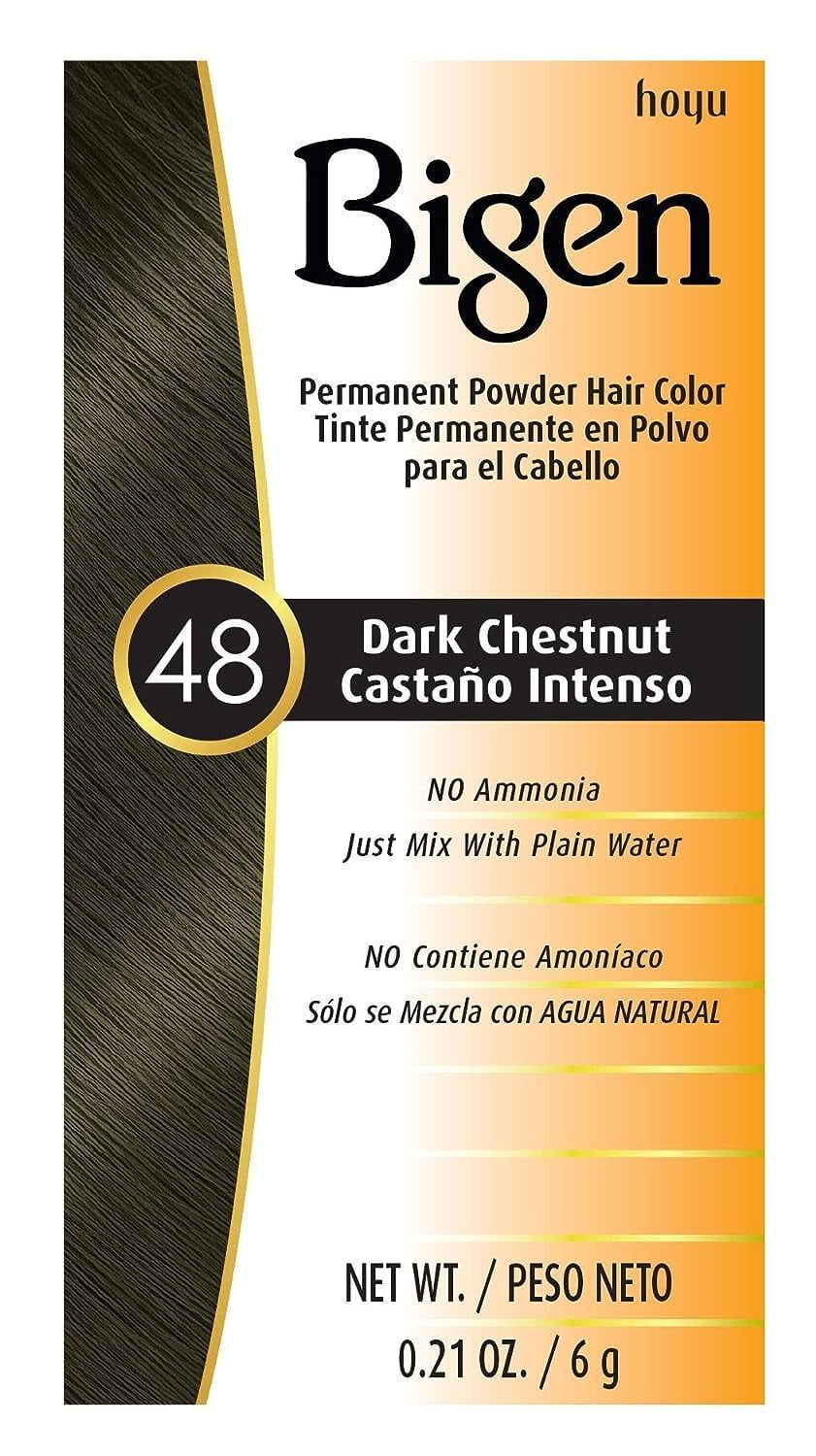 Bigen Permanent Powder Hair Color 48 Dark Chestnut, 1 Ea, 6 Pack