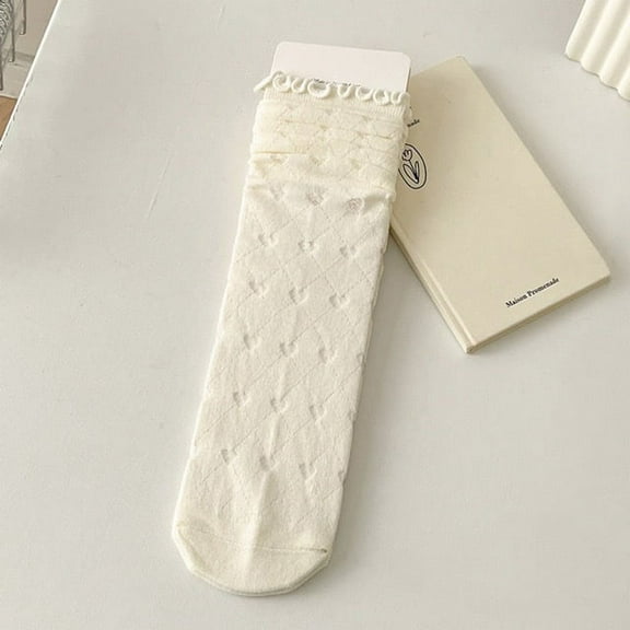 ERDOUY 3 Pairs Women's Thin Cotton Socks,Soft Cotton Bootie Socks Women Above Ankle Crew Socks (White A14)