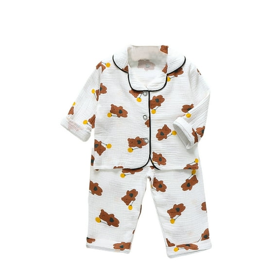 Baby Boys Girls Pajamas Cotton Comfort 2 Piece Sleepwear Jammies Button down Shirt Pants Long Sleeve Loungewear Set