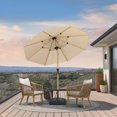 thumbnail image 2 of PURPLE LEAF 6' x 9' Patio Umbrella with Base Market Umbrella Rectangular Outdoor Umbrella with Push Button Tilt & Crank and 8 Ribs Aluminum Table Umbrella for Pool Backyard Beach, Taupe, 2 of 7
