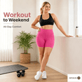 thumbnail image 4 of Afelkas Women's High Waist Yoga Shorts Tummy Control Fitness Athletic Workout Running Shorts with Pockets Hot Pink,M, 4 of 7