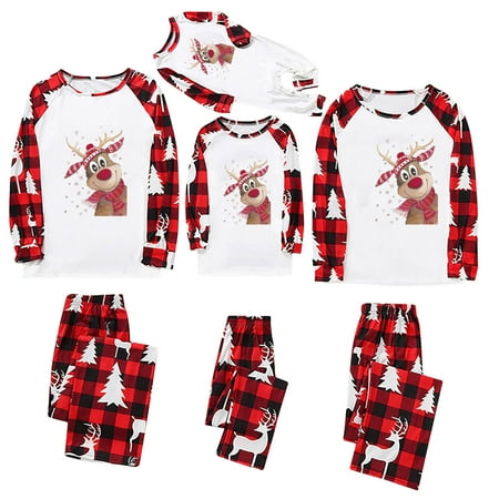 

Christmas Pajamas for Family Clearance Xmas Elk Printed Pjs Plaid Long Sleeve Tops and Pant Holiday Sleepwear Matching Family Christmas Pajamas Christmas Pajamas Clearance Cheap