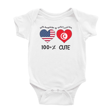 

50% Tunisian + 50% American = 100+% Cute Baby Bodysuit (White 18-24 Months)