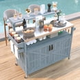 thumbnail image 1 of Grey-Blue Outdoor Kitchen Island with Stainless Steel Top & Raised Shelf - 53.3", 1 of 8