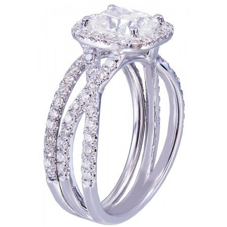 Gia H Vs2 18k White Gold Cushion Cut Diamond Engagement Ring