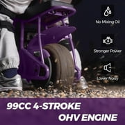 FRP Mini Dirt Bike GMB100 Max, 99CC Gas Powered Mini Bike 4-Stroke,Mini Bikes for Teens/Adult, W/LED Headlight, Goggles, Gloves and Neck Gaiter,Up to 28 Mph, Weight Support Up to 220 LBS (PURPLE)