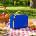 thumbnail image 4 of Lunch Bag, Plain Color Zippered Handheld Insulated Thermal Cooler D Style Bento Box for Work Office Picnic Travel Outdoor Lightweight Durable Food Container 5.91x9.84x7.48in Royal Blue, 4 of 5