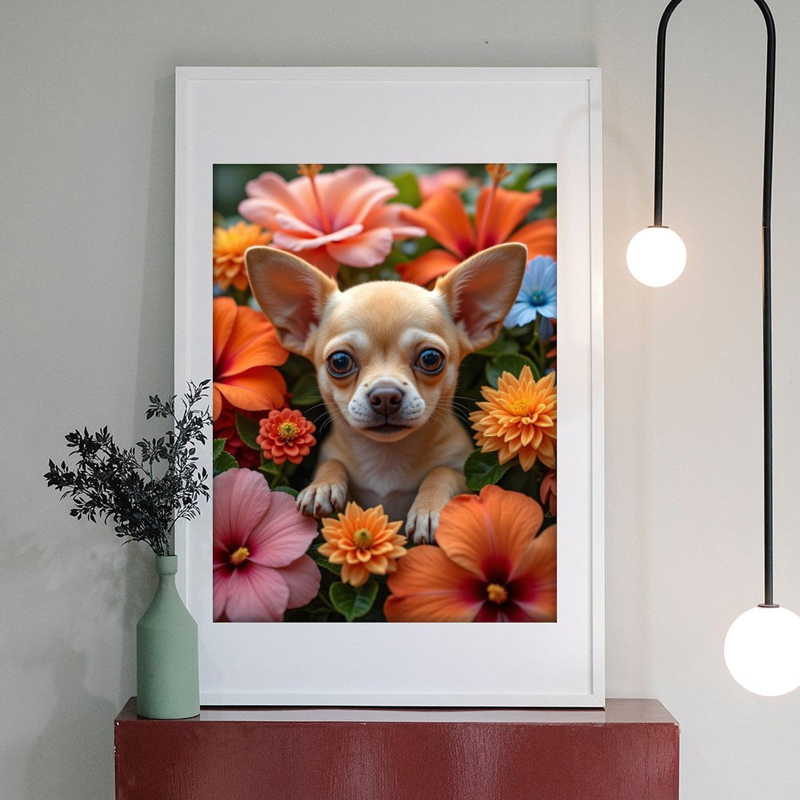 Diamond Art Kits for Adults - 5d Chihuahua Among Vibrant Blooms Diamond Painting for Adults, Diamond Art for Adults Beginners, Diamond Painting Kits for Adults for Home Wall Decor