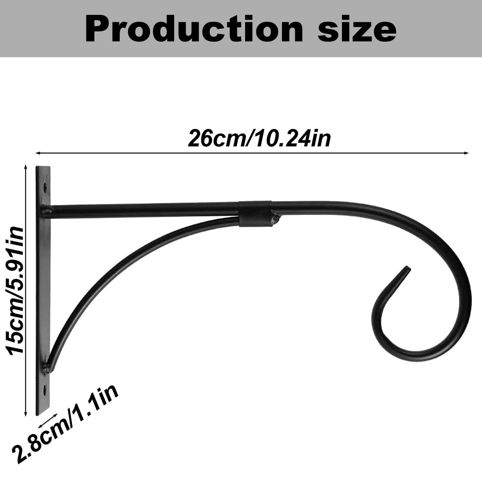 Plant Bracket, Iron Wall Hooks, Straight Downcurled Hanging for Wind Chimes, Flower Baskets, Decorative Plants, Lantern, Wind Spinners, Bird Feeders, Indoor or Outdoor Decoration, 1 Pack, 10.24x5.91"