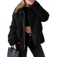 thumbnail image 2 of Women's Faux Fur Leather Patchwork Moto Jacket - Sherpa Lined Winter Coat with Zip Up, Trendy Cold Weather Outerwear, 2 of 7