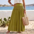 thumbnail image 2 of Lnmiateer Women Summer Beach Boho Long Skirt Linen Fabric Smocked High Waist Layered Flowy A Line Design Shell Star Casual Vacation Daily Wear, 2 of 6