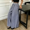 thumbnail image 6 of JULMCOMO Palazzo Pants for Women Striped Elastic Waisted Flowy Oversized Wide Leg Pants Full Floor Length Resort Baggy Trousers with Pockets Blue S, 6 of 6