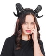 thumbnail image 3 of Diadema de cuerno grande, aro de pelo de cuerno de diablo negro, accesorios para el cabello de cuerno de buey para fiesta de Halloween Sincero Hogar, 3 of 4