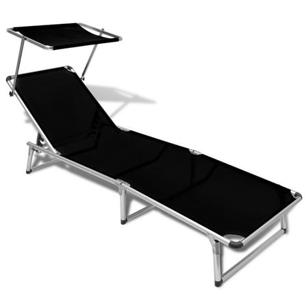 Folding Chaise Lounge Chair Bed Outdoor Patio Beach Pool Camping Recliner Sunlounger with Canopy