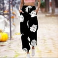 thumbnail image 2 of HCURIBAD Halloween Pants for Women Halloween Pajama Pants Women's Printed Casual Drawstring High Waisted Drawstring Pants, Wide Leg Yoga Pants, Flowy Pants for Women, Halloween Pajama Pants Yellow 2XL, 2 of 5