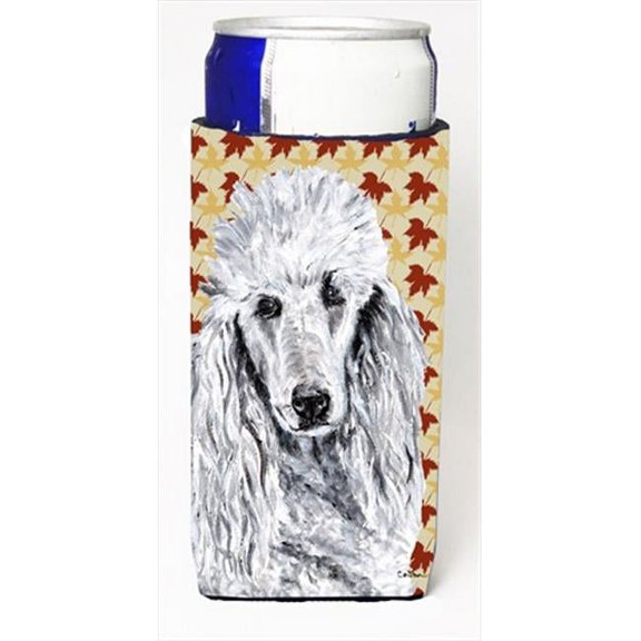 White Standard Poodle Fall Leaves Michelob Ultra bottle sleeves Slim Cans 12 Oz.