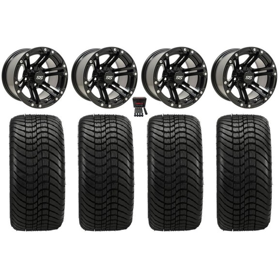 GTW Specter 12" Golf Cart Wheels Black Elite 215x35-12 Tires E-Z-GO & Club Car