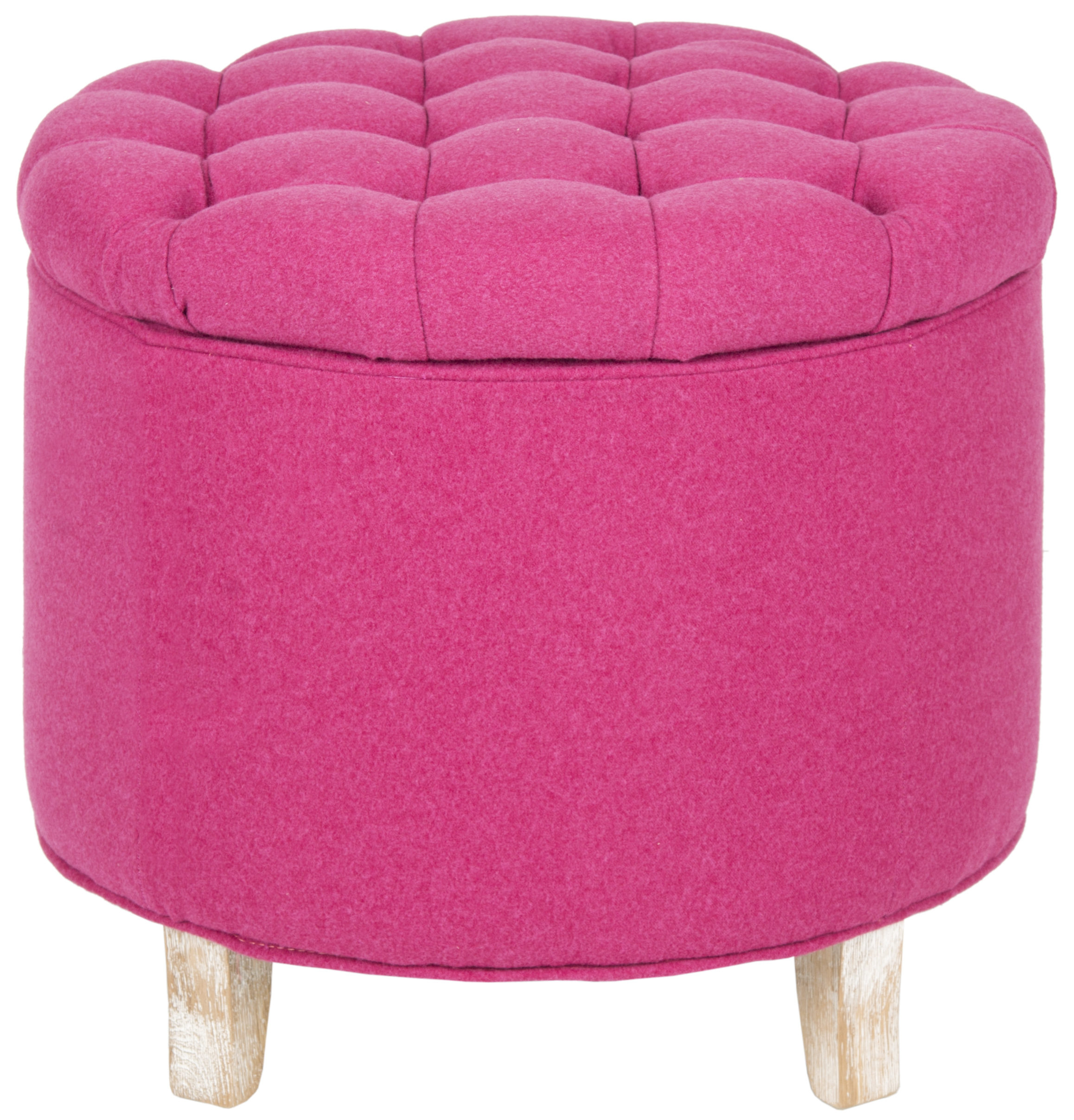SAFAVIEH Amelia Contemporary Glam Tufted Storage Ottoman, Berry