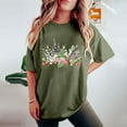 thumbnail image 4 of Summer Tops for Women LEBONYARD Womens Summer Tops Clearance under $5,Womens Tops Trendy,Women's Fashion Summer Round Neck Drop Sleeves Leisure Short Sleeve Flower Printing Tops Army Green M, 4 of 6