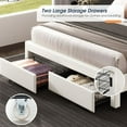thumbnail image 3 of Merluxy Bed Frame with LED Lights&Storage Drawers, Velvet Upholstered Platform Bed, No Box Spring Needed,Queen,White, 3 of 8