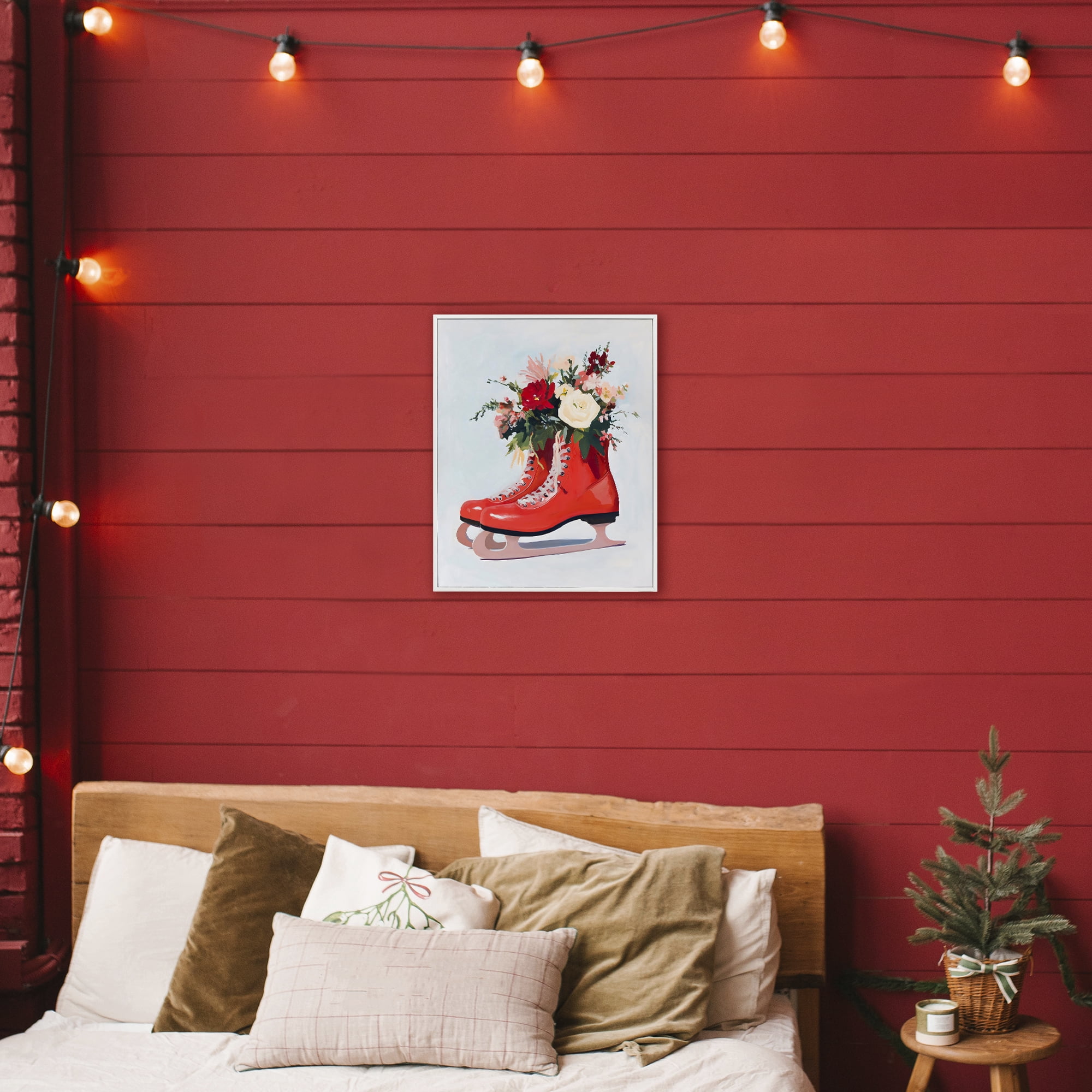 Stupell Industries Floral Ice Skates White Framed Giclee Art, design by The Prints Vibe